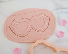 Load image into Gallery viewer, Cherry Blossom Heart Glasses Cookie Embosser / Cookie Cutter - Made in the UK with Love from House of Toot Sweet - Just £6.50! Shop now at House of Toot Sweet