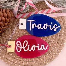 Load image into Gallery viewer, Personalised Christmas Light Bauble, Stocking/ Gift Tag