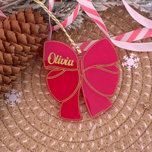 Load image into Gallery viewer, Personalised Name Bow Bauble, Santa Sack Tag, Stocking/ Gift Tag