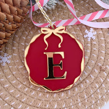 Load image into Gallery viewer, Personalised Initial Christmas Bauble with Bow, Stocking/Gift Tag