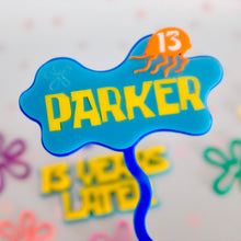 Load image into Gallery viewer, Spongebob Inspired Personalised Name & Age Cake Topper