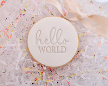 Load image into Gallery viewer, Hello World Fondant Cookie Stamp - Made in the UK with Love from House of Toot Sweet - Just £5! Shop now at House of Toot Sweet