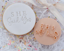 Load image into Gallery viewer, She Said Yes Fondant Cookie Stamp - Made in the UK with Love from House of Toot Sweet - Just £5! Shop now at House of Toot Sweet