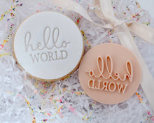 Load image into Gallery viewer, Hello World Fondant Cookie Stamp - Made in the UK with Love from House of Toot Sweet - Just £5! Shop now at House of Toot Sweet
