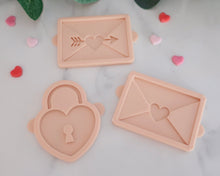 Load image into Gallery viewer, Love Letter/ Heart Padlock Fondant Embossers and Cutters - Made in the UK with Love from House of Toot Sweet - Just £8! Shop now at House of Toot Sweet