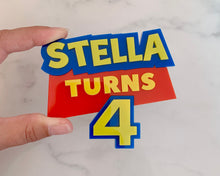 Load image into Gallery viewer, Toy Story Logo Personalised Name & Age Cake Charm/ Topper