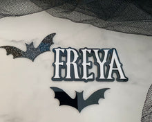 Load image into Gallery viewer, Gothic Wednesday Inspired Personalised Name Cake Charm