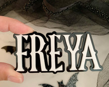 Load image into Gallery viewer, Gothic Wednesday Inspired Personalised Name Cake Charm