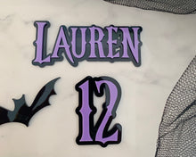 Load image into Gallery viewer, Gothic Wednesday Inspired Personalised Name Cake Charm