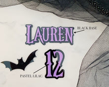 Load image into Gallery viewer, Gothic Wednesday Inspired Personalised Name Cake Charm