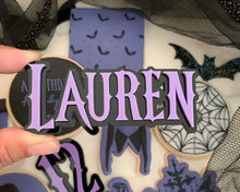 Load image into Gallery viewer, Gothic Wednesday Inspired Personalised Name Cake Charm