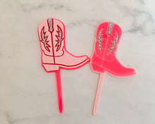 Load image into Gallery viewer, Cowboy/ Cowgirl Boot Acrylic Cake Charm/ Topper
