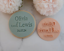 Load image into Gallery viewer, Custom Names and Date Cookie Fondant Stamp - Made in the UK with Love from House of Toot Sweet - Just £6.99! Shop now at House of Toot Sweet