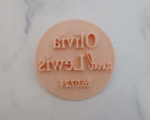 Load image into Gallery viewer, Custom Names and Date Cookie Fondant Stamp - Made in the UK with Love from House of Toot Sweet - Just £6.99! Shop now at House of Toot Sweet