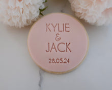 Load image into Gallery viewer, Custom Names and Date Cookie Fondant Stamp - Made in the UK with Love from House of Toot Sweet - Just £6.99! Shop now at House of Toot Sweet