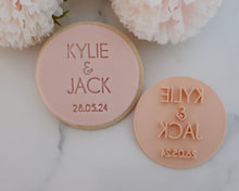 Load image into Gallery viewer, Custom Names and Date Cookie Fondant Stamp - Made in the UK with Love from House of Toot Sweet - Just £6.99! Shop now at House of Toot Sweet
