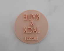 Load image into Gallery viewer, Custom Names and Date Cookie Fondant Stamp - Made in the UK with Love from House of Toot Sweet - Just £6.99! Shop now at House of Toot Sweet