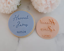 Load image into Gallery viewer, Custom Names and Date Cookie Fondant Stamp - Made in the UK with Love from House of Toot Sweet - Just £6.99! Shop now at House of Toot Sweet
