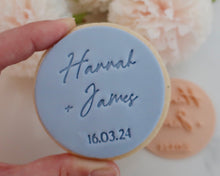Load image into Gallery viewer, Custom Names and Date Cookie Fondant Stamp - Made in the UK with Love from House of Toot Sweet - Just £6.99! Shop now at House of Toot Sweet
