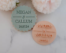 Load image into Gallery viewer, Custom Names and Date Cookie Fondant Stamp - Made in the UK with Love from House of Toot Sweet - Just £6.99! Shop now at House of Toot Sweet