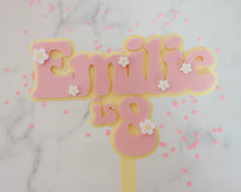 Load image into Gallery viewer, 5'' Emilie is 8 Groovy Retro Hippie Flower Power Cake Topper - Made in the UK with Love from House of Toot Sweet - Just £7.50! Shop now at House of Toot Sweet