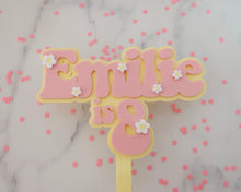 Load image into Gallery viewer, 5'' Emilie is 8 Groovy Retro Hippie Flower Power Cake Topper - Made in the UK with Love from House of Toot Sweet - Just £7.50! Shop now at House of Toot Sweet