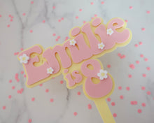 Load image into Gallery viewer, 5'' Emilie is 8 Groovy Retro Hippie Flower Power Cake Topper - Made in the UK with Love from House of Toot Sweet - Just £7.50! Shop now at House of Toot Sweet