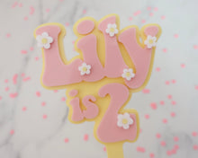 Load image into Gallery viewer, 3.5'' Lily is 2 Groovy Retro Hippie Flower Power Cake Topper - Made in the UK with Love from House of Toot Sweet - Just £5.50! Shop now at House of Toot Sweet