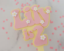 Load image into Gallery viewer, 3.5'' Lily is 2 Groovy Retro Hippie Flower Power Cake Topper - Made in the UK with Love from House of Toot Sweet - Just £5.50! Shop now at House of Toot Sweet
