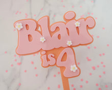 Load image into Gallery viewer, 5'' Blair is 4 Groovy Retro Hippie Flower Power Cake Topper - Made in the UK with Love from House of Toot Sweet - Just £7.50! Shop now at House of Toot Sweet
