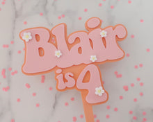 Load image into Gallery viewer, 5'' Blair is 4 Groovy Retro Hippie Flower Power Cake Topper - Made in the UK with Love from House of Toot Sweet - Just £7.50! Shop now at House of Toot Sweet