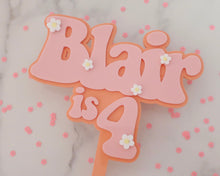 Load image into Gallery viewer, 5'' Blair is 4 Groovy Retro Hippie Flower Power Cake Topper - Made in the UK with Love from House of Toot Sweet - Just £7.50! Shop now at House of Toot Sweet