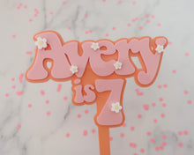 Load image into Gallery viewer, 5'' Avery is 7 Groovy Retro Hippie Flower Power Cake Topper - Made in the UK with Love from House of Toot Sweet - Just £7.50! Shop now at House of Toot Sweet