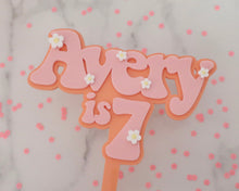 Load image into Gallery viewer, 5'' Avery is 7 Groovy Retro Hippie Flower Power Cake Topper - Made in the UK with Love from House of Toot Sweet - Just £7.50! Shop now at House of Toot Sweet