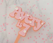 Load image into Gallery viewer, 5'' Avery is 7 Groovy Retro Hippie Flower Power Cake Topper - Made in the UK with Love from House of Toot Sweet - Just £7.50! Shop now at House of Toot Sweet