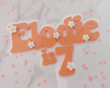 Load image into Gallery viewer, 4'' Elodie is 7 Groovy Retro Hippie Flower Power Cake Topper - Made in the UK with Love from House of Toot Sweet - Just £6.50! Shop now at House of Toot Sweet