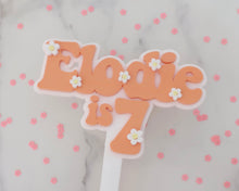 Load image into Gallery viewer, 4'' Elodie is 7 Groovy Retro Hippie Flower Power Cake Topper - Made in the UK with Love from House of Toot Sweet - Just £6.50! Shop now at House of Toot Sweet