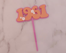 Load image into Gallery viewer, 4'' 1961 Groovy Hippie Cake Topper - Made in the UK with Love from House of Toot Sweet - Just £6! Shop now at House of Toot Sweet