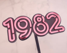 Load image into Gallery viewer, 5'' 80s Neon lights 1982 Cake topper - Made in the UK with Love from House of Toot Sweet - Just £6.50! Shop now at House of Toot Sweet