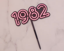 Load image into Gallery viewer, 5'' 80s Neon lights 1982 Cake topper - Made in the UK with Love from House of Toot Sweet - Just £6.50! Shop now at House of Toot Sweet