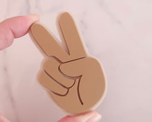 Load image into Gallery viewer, Hand Peace Sign Groovy Hippie Acrylic Cake Charm/ Topper - Made in the UK with Love from House of Toot Sweet - Just £3.50! Shop now at House of Toot Sweet