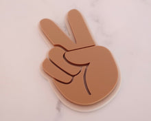 Load image into Gallery viewer, Hand Peace Sign Groovy Hippie Acrylic Cake Charm/ Topper - Made in the UK with Love from House of Toot Sweet - Just £3.50! Shop now at House of Toot Sweet