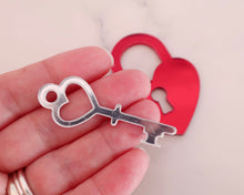 Load image into Gallery viewer, Love Lock & Key Acrylic Cake Charm - Made in the UK with Love from House of Toot Sweet - Just £4! Shop now at House of Toot Sweet
