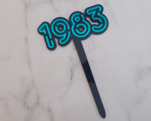 Load image into Gallery viewer, 4'' 80s Neon lights 1983 Cake topper - Made in the UK with Love from House of Toot Sweet - Just £6! Shop now at House of Toot Sweet