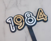 Load image into Gallery viewer, 5'' 80s Neon lights 1984 Cake topper - Made in the UK with Love from House of Toot Sweet - Just £6.50! Shop now at House of Toot Sweet