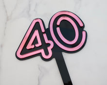 Load image into Gallery viewer, 80s Neon lights Personalised Age Name Cake topper - Made in the UK with Love from House of Toot Sweet - Just £10! Shop now at House of Toot Sweet