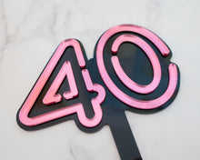 Load image into Gallery viewer, 80s Neon lights Personalised Age Name Cake topper - Made in the UK with Love from House of Toot Sweet - Just £10! Shop now at House of Toot Sweet