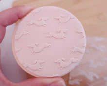 Load image into Gallery viewer, Dashing Dachshunds Texture Fondant Embosser - Made in the UK with Love from House of Toot Sweet - Just £7! Shop now at House of Toot Sweet