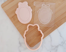 Load image into Gallery viewer, Pearl Frame with Bow Fondant Embosser / Cutter - Made in the UK with Love from House of Toot Sweet - Just £6.50! Shop now at House of Toot Sweet