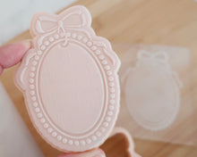 Load image into Gallery viewer, Pearl Frame with Bow Fondant Embosser / Cutter - Made in the UK with Love from House of Toot Sweet - Just £6.50! Shop now at House of Toot Sweet